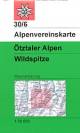30/6 Ötztal Otztal Alps, Wildspitze carte des randonn